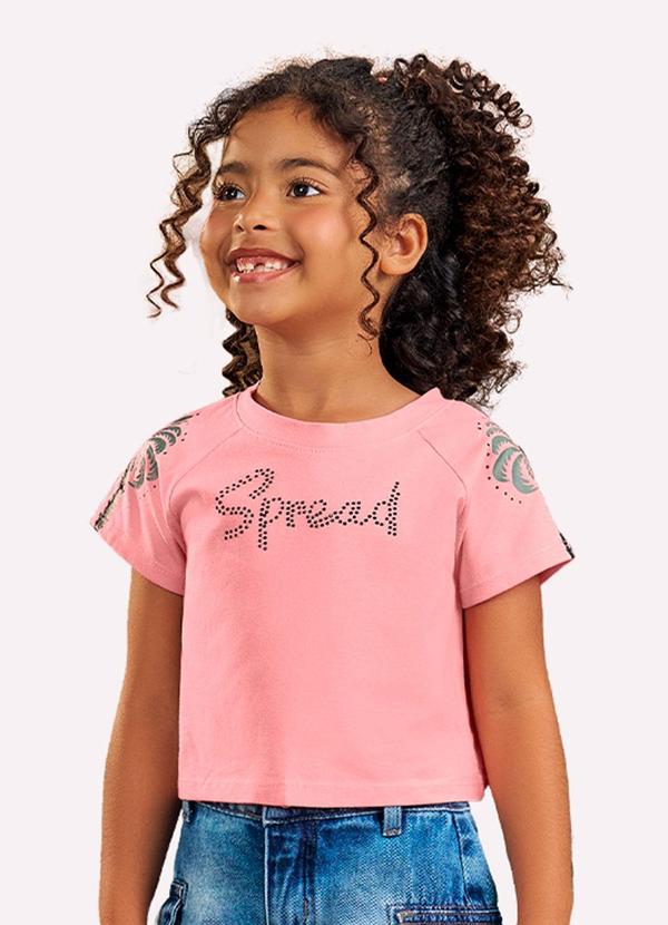 Vista 2 Blusa Infantil Menina com Strass Rosa Nanai Nanai