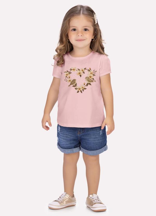 Blusa Infantil Menina com Strass Rosa