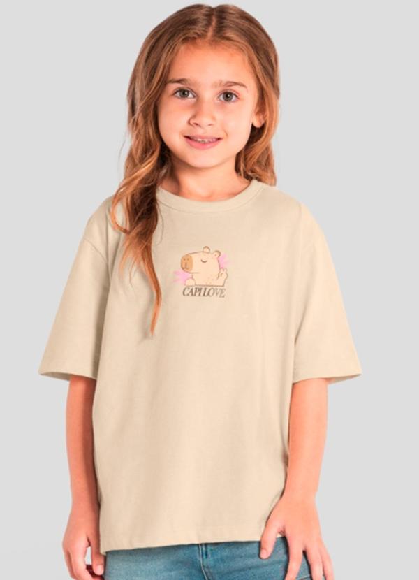 Blusa Infantil Menina de Capivara Bege