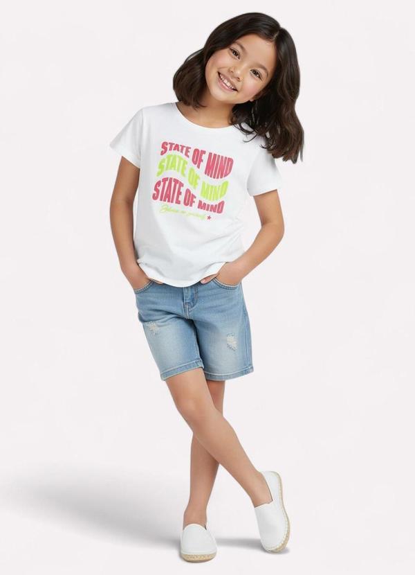 Vista 2 Blusa Infantil Menina Decote Redondo Off White Kyly Kyly