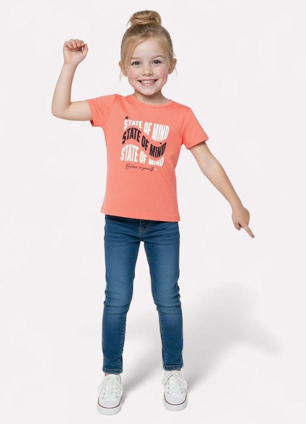 Vista 2 Blusa Infantil Menina Decote Redondo Laranja Kyly Kyly
