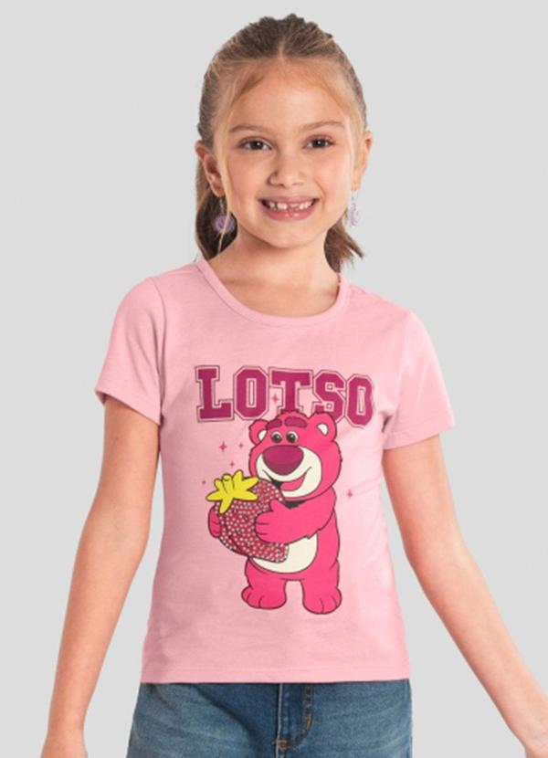 Vista 2 Blusa Infantil Menina do Lotso com Brilho Rosa Brandili Brandili