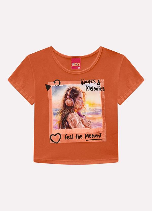 Blusa Infantil Menina em Algodão Laranja