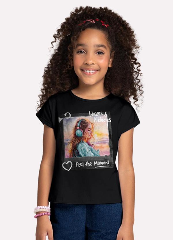 Blusa Infantil Menina em Algodão Preto