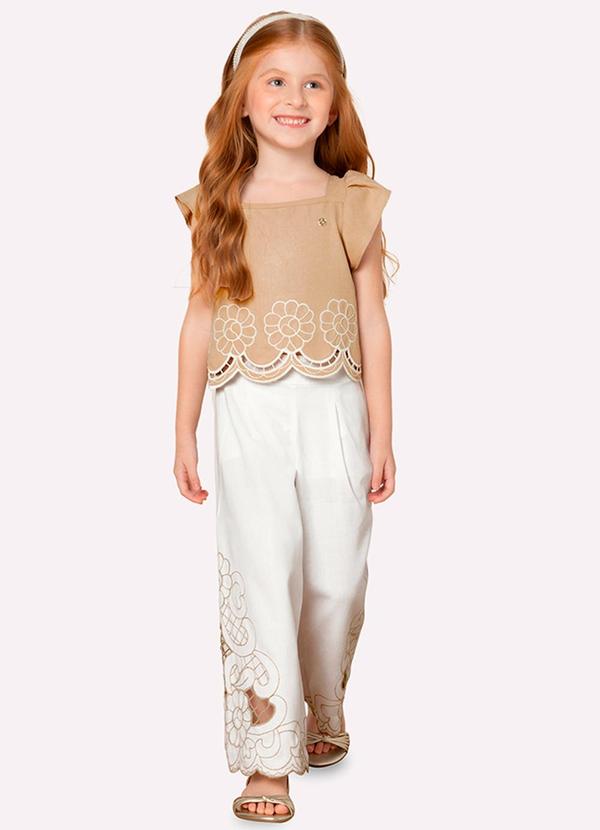 Blusa Infantil Menina em Linho Milon Bege