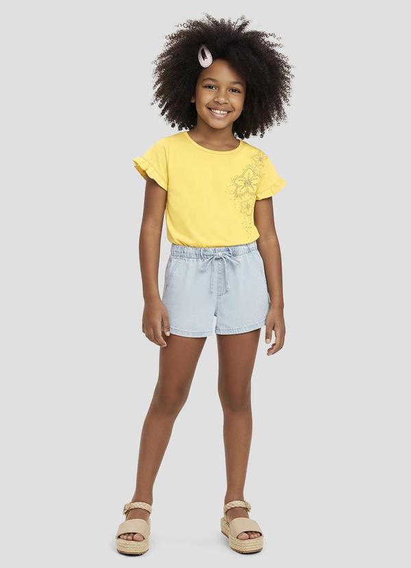 Blusa Infantil Menina em Meia Malha Amarelo