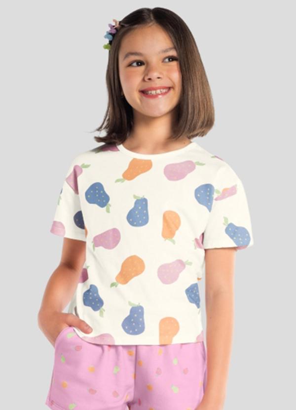 Blusa Infantil Menina em Meia Malha Bege