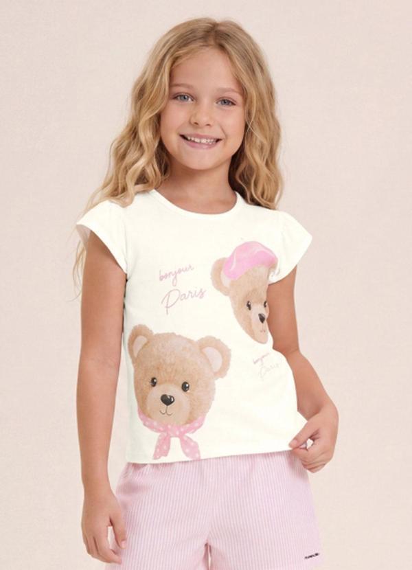 Blusa Infantil Menina em Meia Malha Bege
