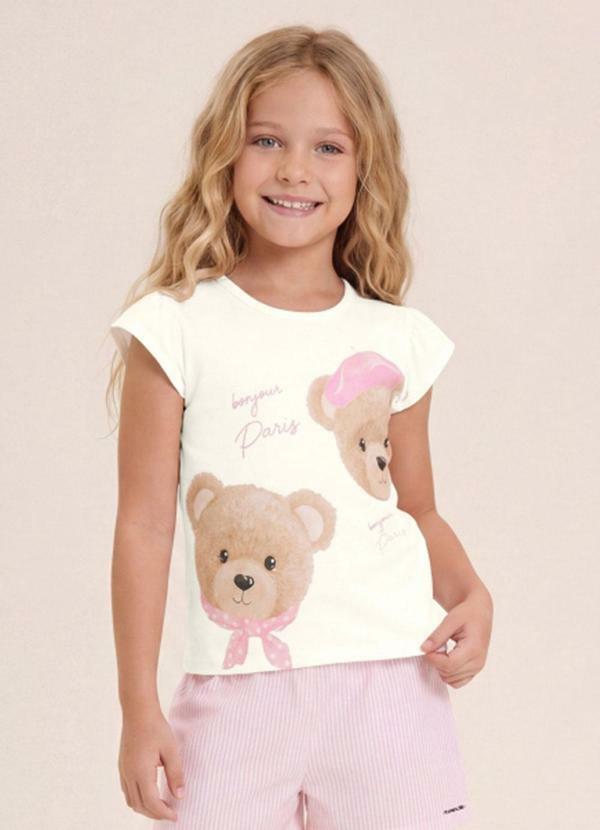 Blusa Infantil Menina em Meia Malha Bege