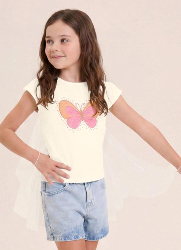 Blusa Infantil Menina em Meia Malha Bege