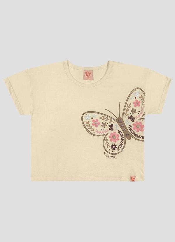 Blusa Infantil Menina em Meia Malha Bege