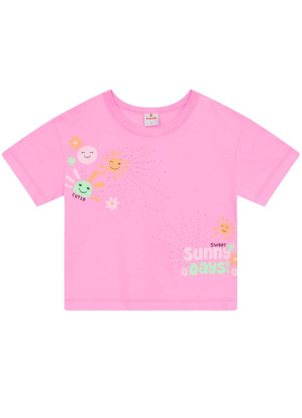 Blusa Infantil Menina em Meia Malha Rosa