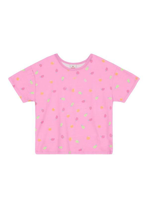 Blusa Infantil Menina em Meia Malha Rosa