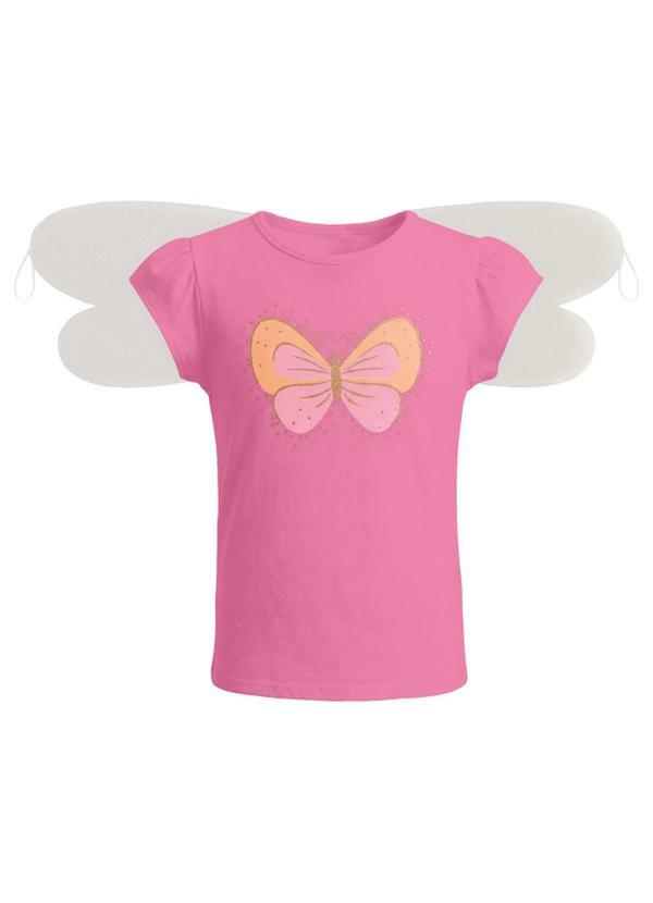 Blusa Infantil Menina em Meia Malha Rosa