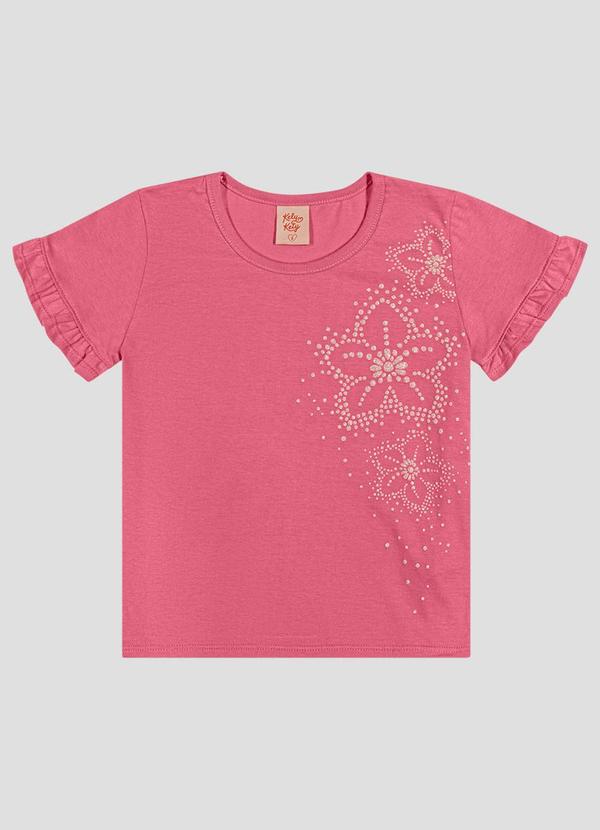 Blusa Infantil Menina em Meia Malha Rosa