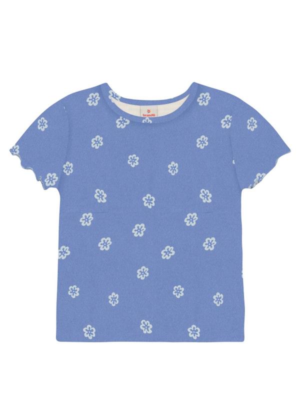 Vista 2 Blusa Infantil Menina em Ribana Florida Azul Brandili Brandili