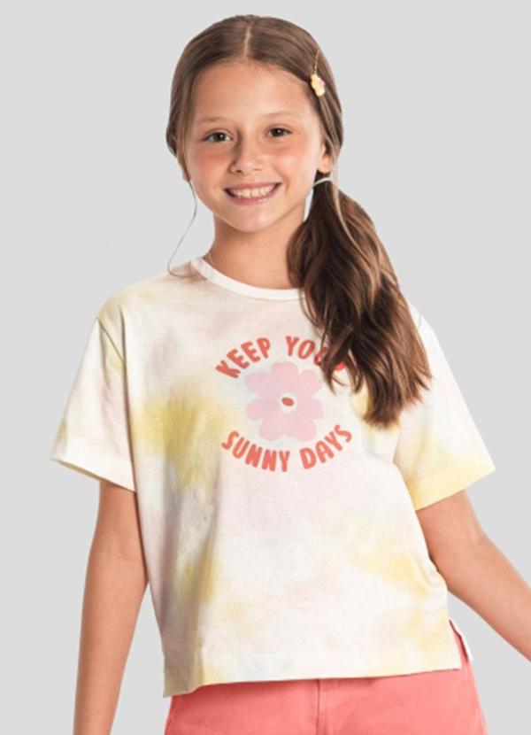 Vista 2 Blusa Infantil Menina Estampa Tropical Natural Brandili Brandili