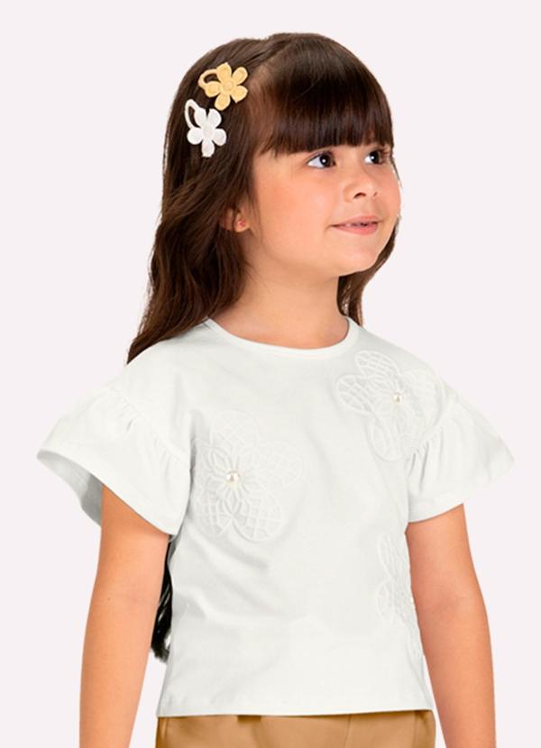 Blusa Infantil Menina Flores Branco