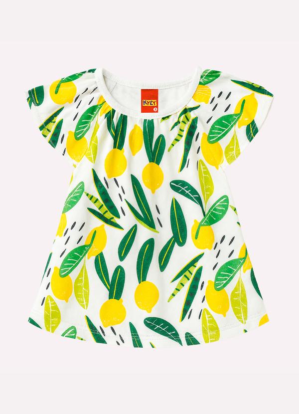 Blusa Infantil Menina Folhagem Branco
