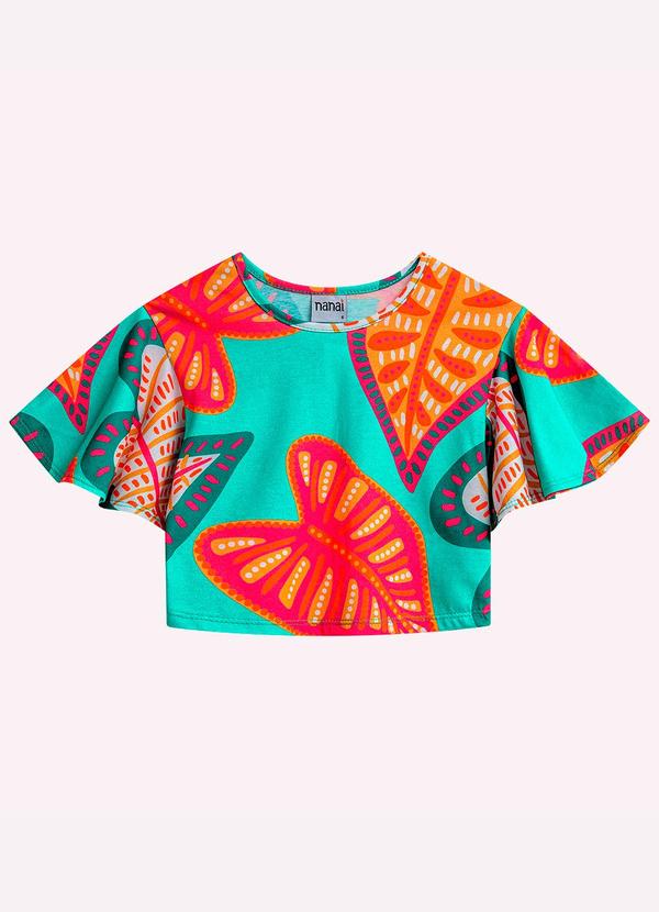 Vista 2 Blusa Infantil Menina Folhas Nanai Verde Nanai