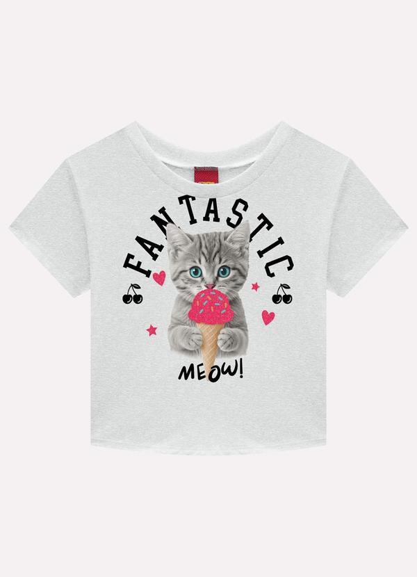 Blusa Infantil Menina Gatinho Cinza