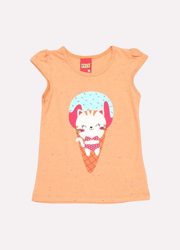 Blusa Infantil Menina Gatinho Laranja