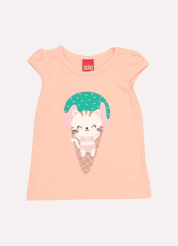 Blusa Infantil Menina Gatinho Laranja