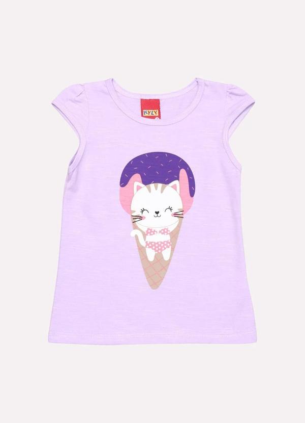 Blusa Infantil Menina Gatinho Lilás