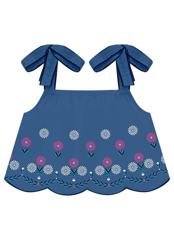 Vista 2 Blusa Infantil Menina Laço Azul Nanai Nanai