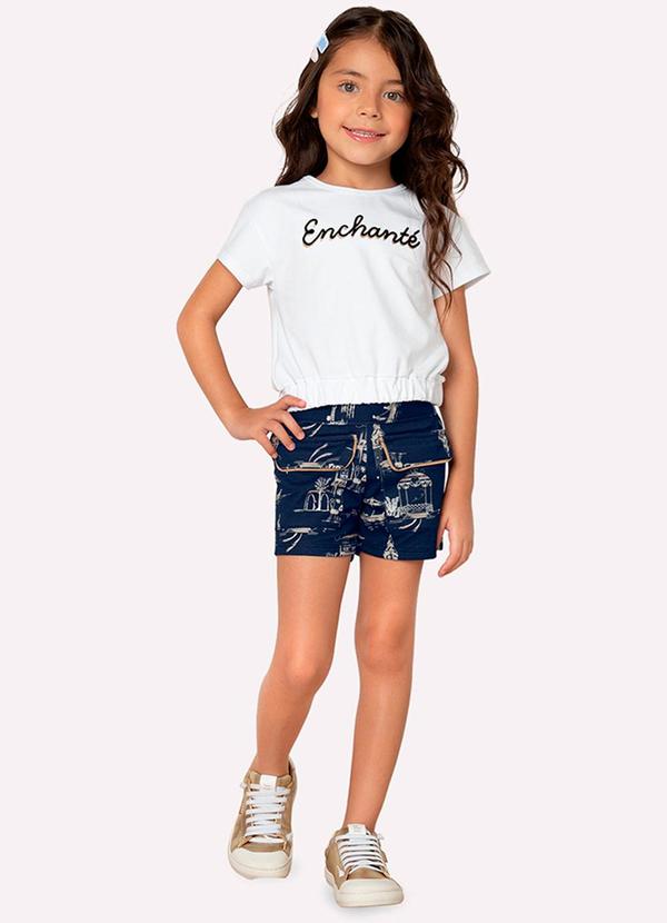 Vista 2 Blusa Infantil Menina Lettering Milon Branco Milon
