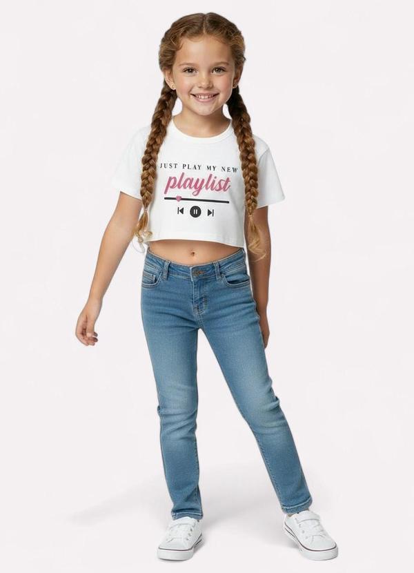 Vista 2 Blusa Infantil Menina Lettering Off White Kyly Kyly