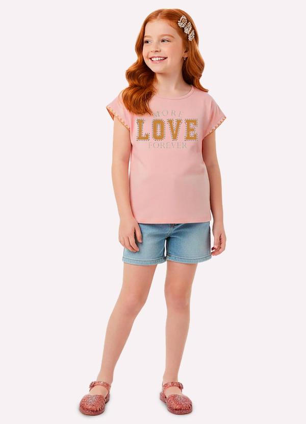 Blusa Infantil Menina Lettering Rosa