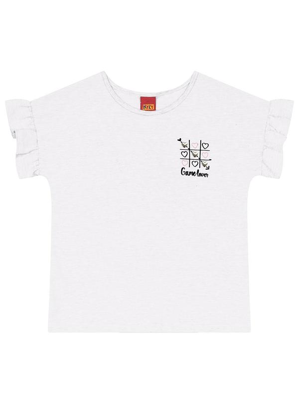 Vista 2 Blusa Infantil Menina Manga Babado Branco Kyly Kyly