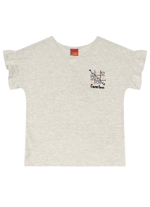 Vista 2 Blusa Infantil Menina Manga Babado Cinza Kyly Kyly
