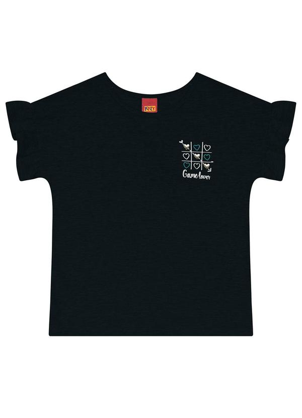 Vista 2 Blusa Infantil Menina Manga Babado Preto Kyly Kyly
