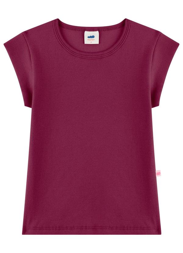 Blusa Infantil Menina Manga Curta em Punho Roxo