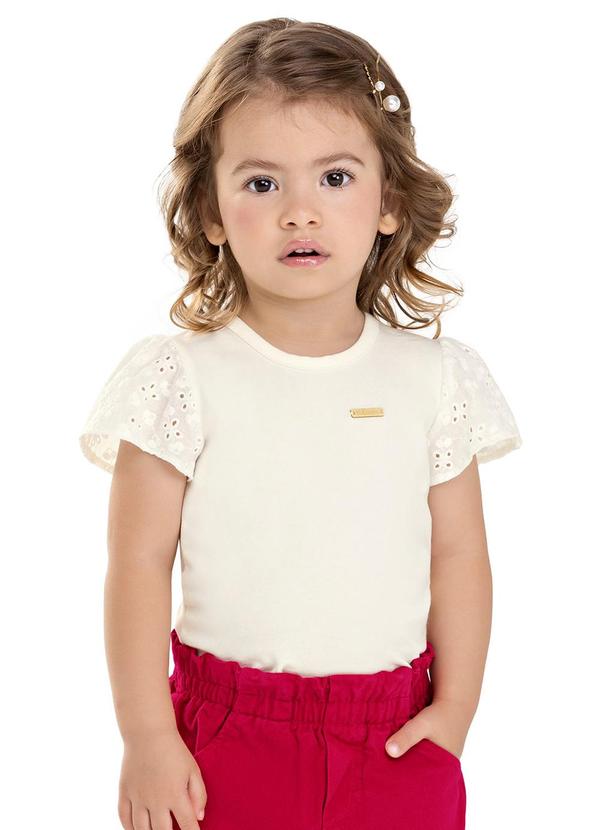 Blusa Infantil Menina Manga Godê Laise Branco