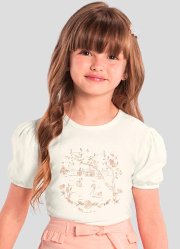 Vista 2 Blusa Infantil Menina Metalizada Bege Brandili Mundi Brandili Mundi