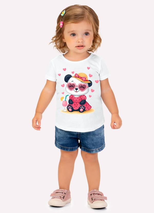 Blusa Infantil Menina Pandinha Branco