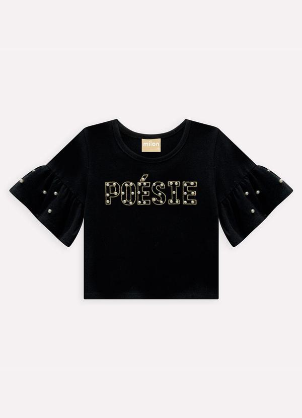 Blusa Infantil Menina Pérolas Preto