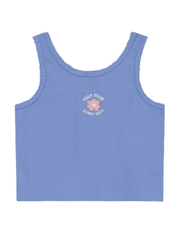 Vista 2 Blusa Infantil Menina Regata em Ribana Azul Brandili Brandili