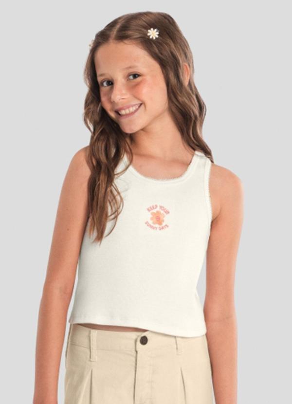Vista 2 Blusa Infantil Menina Regata em Ribana Natural Brandili Brandili