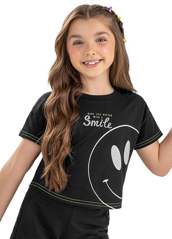 Vista 2 Blusa Infantil Menina Smile Elian Preto Elian