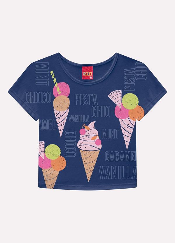 Blusa Infantil Menina Sorvete Azul