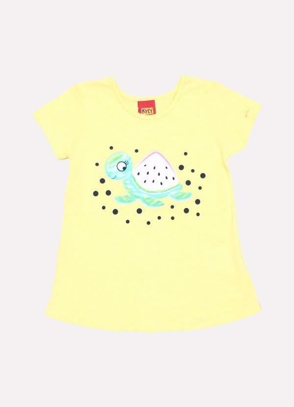 Vista 2 Blusa Infantil Menina Tartaruga Amarelo Kyly Kyly