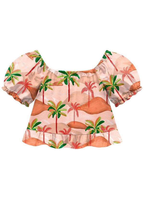 Vista 2 Blusa Infantil Menina Tropical Laranja Nanai Nanai