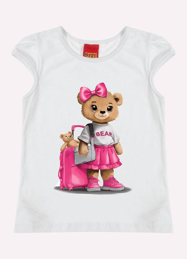Vista 2 Blusa Infantil Menina Ursinha Branco Kyly Kyly
