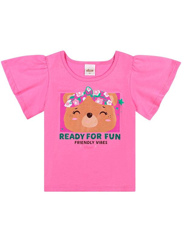 Blusa Infantil Menina Ursinha Glitter Rosa