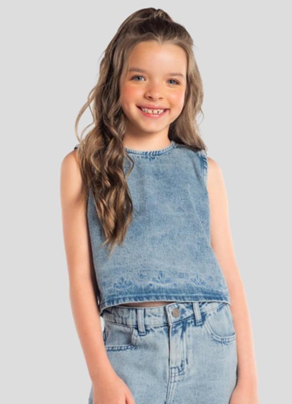 Blusa Jeans Infantil Menina Azul