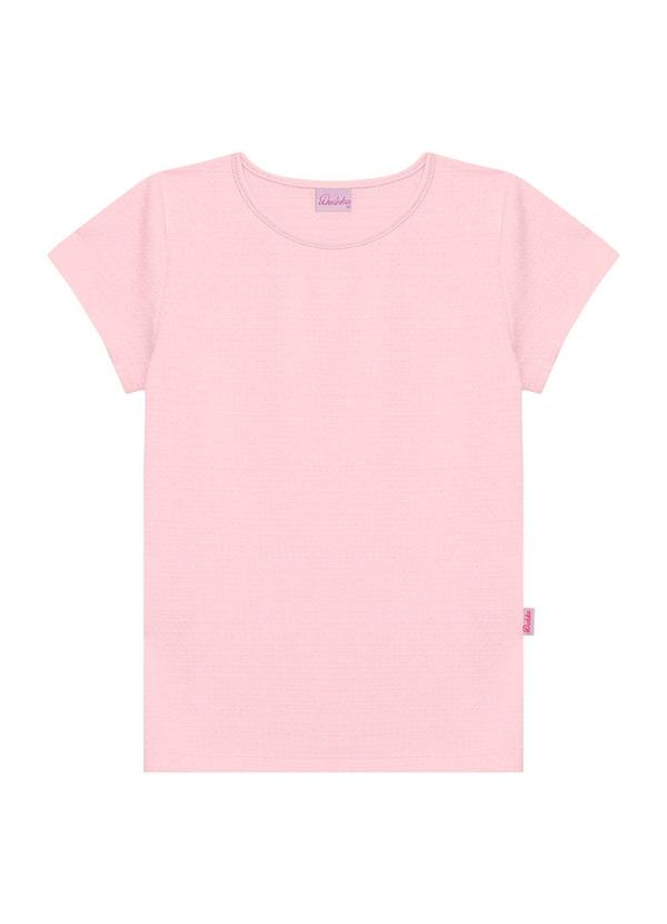 Blusa Juvenil Básica com Etiqueta Enfeite Rosa
